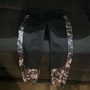 Black Leggings with Grey Camo Side Panels